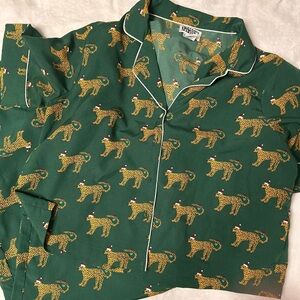 Charming Leopard Print Green Pajama Set